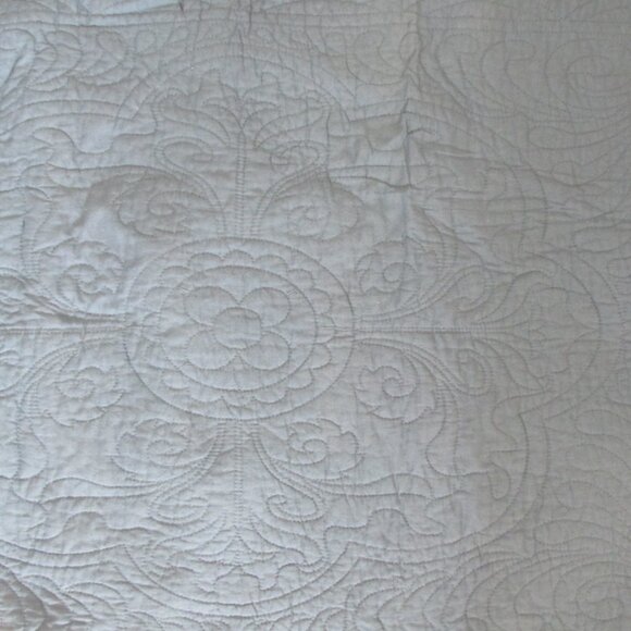 SUNBURST INTERNATIONAL BLUE SCALLOPPED QUILTED PILLOW CASE SHAM SET of 2 BED COT - Picture 3 of 8